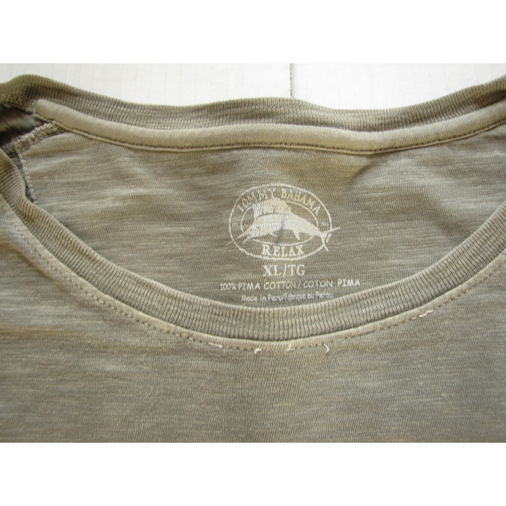 Tommy Bahama Shirt Mens XL Olive Green Pima Cotton Long Sleeve Crewneck Relax - Picture 2 of 6